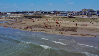 Dependencias Federales recolectan 128 toneladas de residuos de petróleo en costas; Tamaulipas bajo supervisión