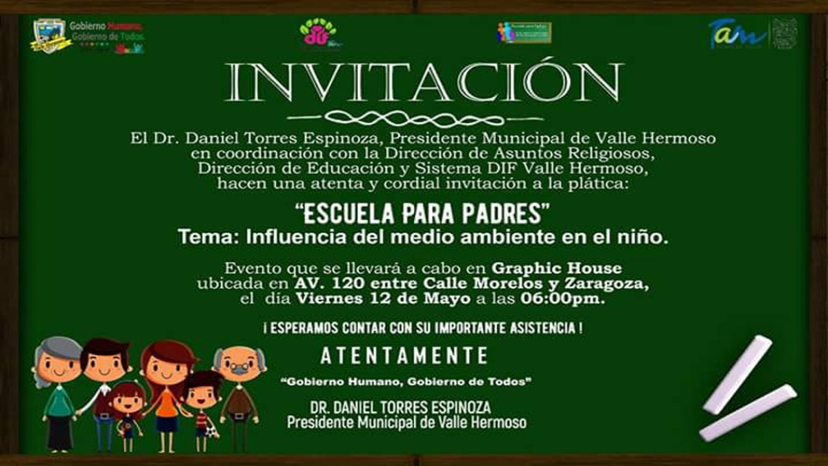 Invitan a la plática “Escuela para padres”