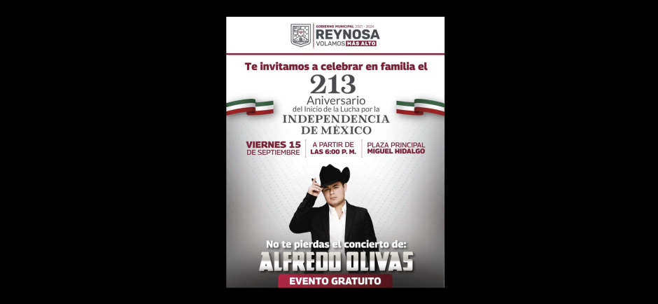 Invita el Presidente Carlos Peña Ortiz a festejar el 213 Aniversario del Grito de Independencia