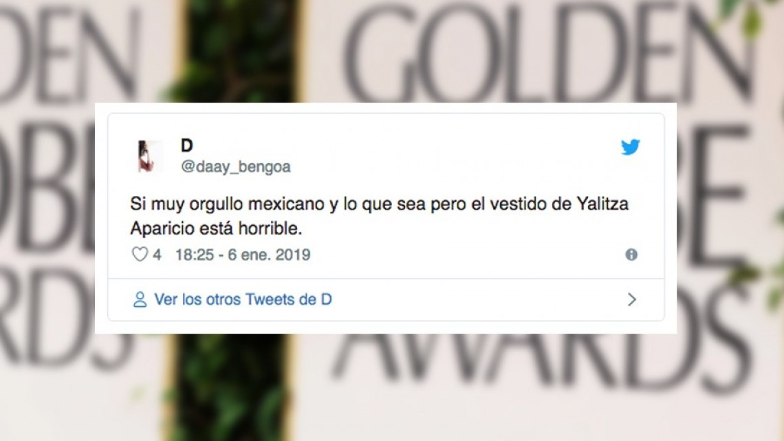 Yalitza Aparicio recibe duras críticas por su vestido en los Golden Globes