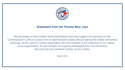 Arrestan al pitcher Sinaloense Roberto Osuna de Toronto Blue Jays,  por agredir a una mujer