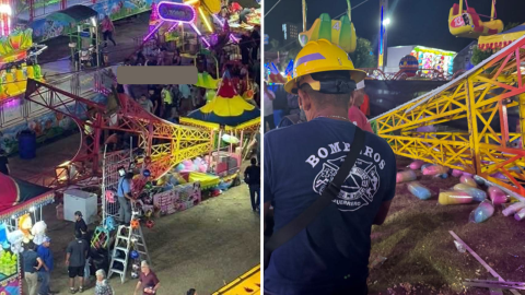 Desplome de juego mecánico en feria de Acapulco deja 2 heridos