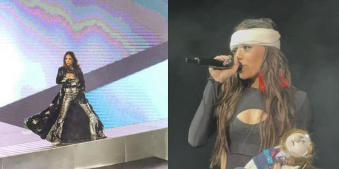 Danna Paola sufre accidente en pleno concierto en Guadalajara 