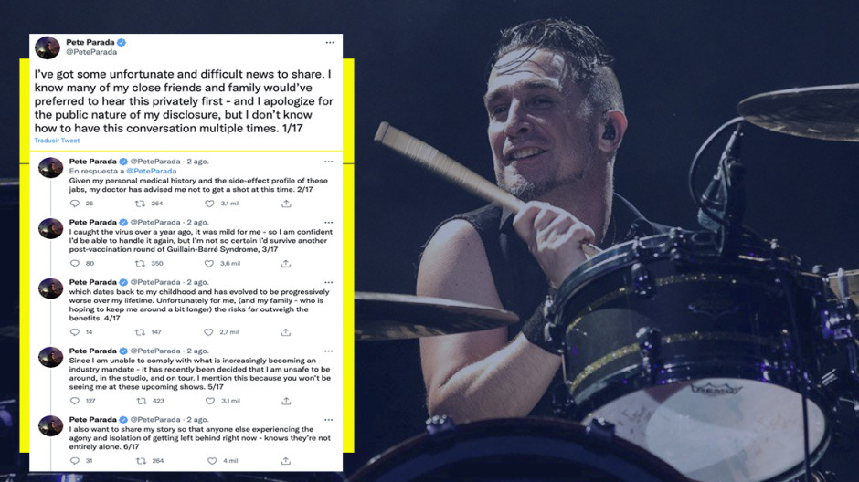 Pete Parada es despedido de The Offspring por negarse a vacunar contra el Covid-19