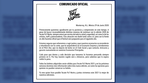 Posponen festival Tecate Pa’l Norte para 2021