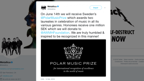 Metallica gana el Premio Polar, considerado el Nobel de la música