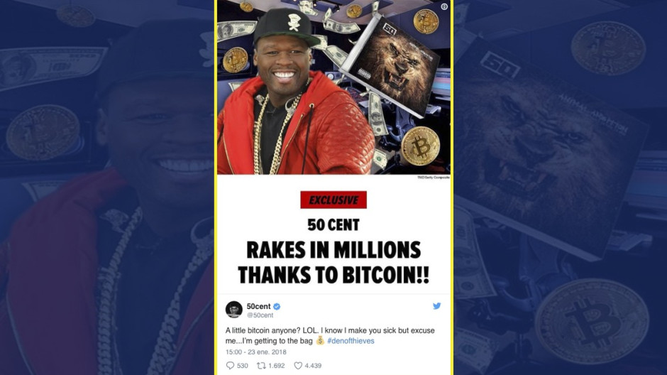 Rapero 50 Cent amasa fortuna en bitcoins