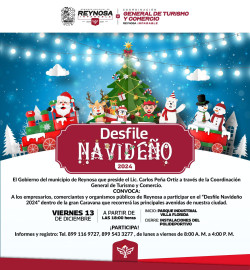 Convoca Gobierno de Reynosa a Desfile Navideño 2024 