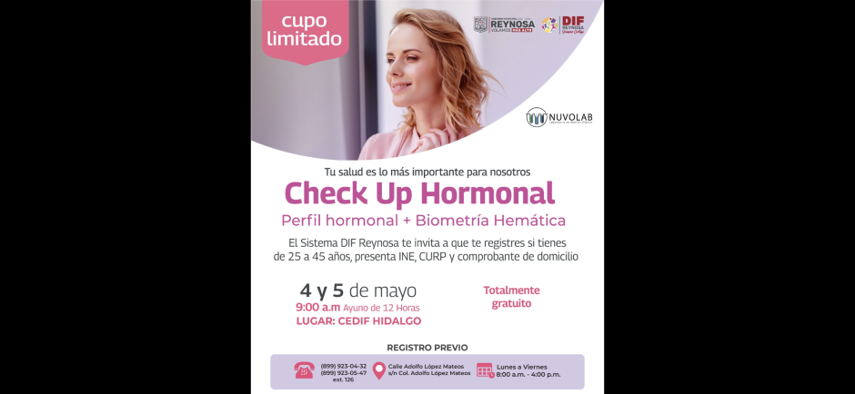 Realizará DIF Reynosa Check Up Hormonal gratuito