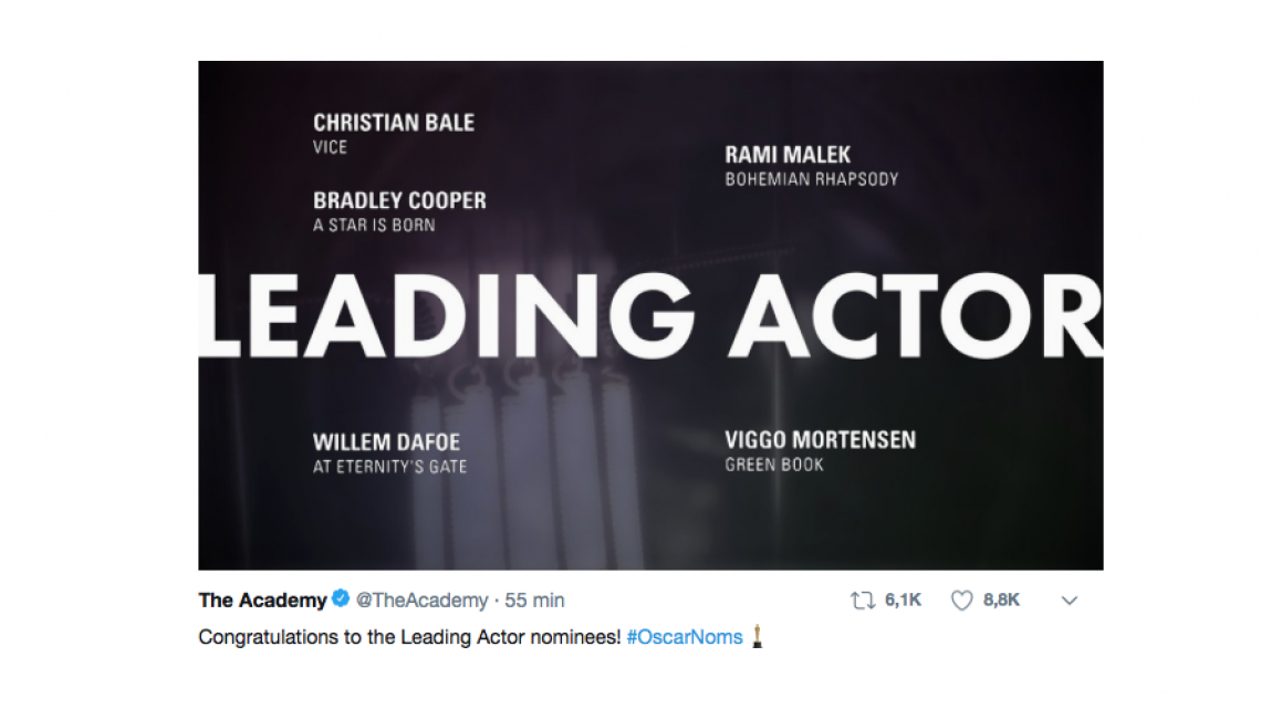 Todas las nominaciones a los Oscar 2019