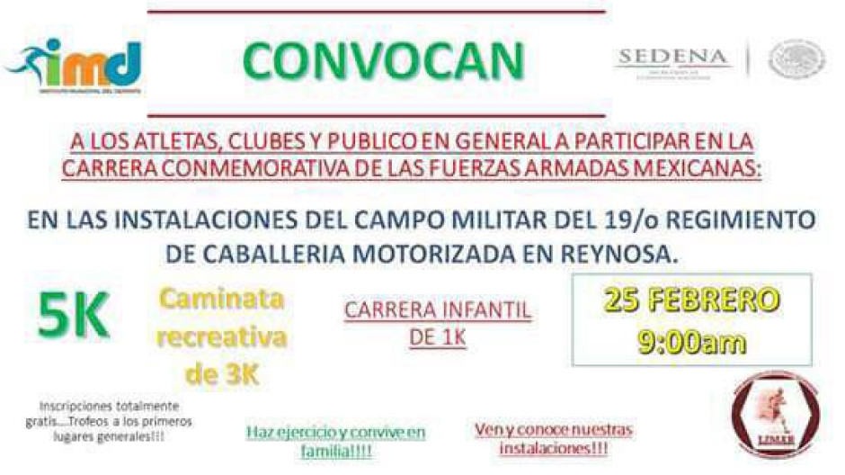 La Octava Zona Militar te invita a participar en una carrera
