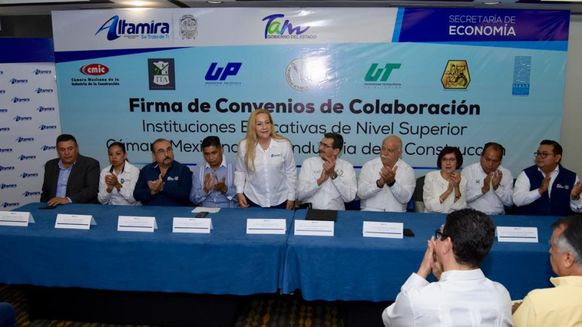 Firma Gobierno de Altamira convenio de colaboración con planteles de educación superior y CMIC