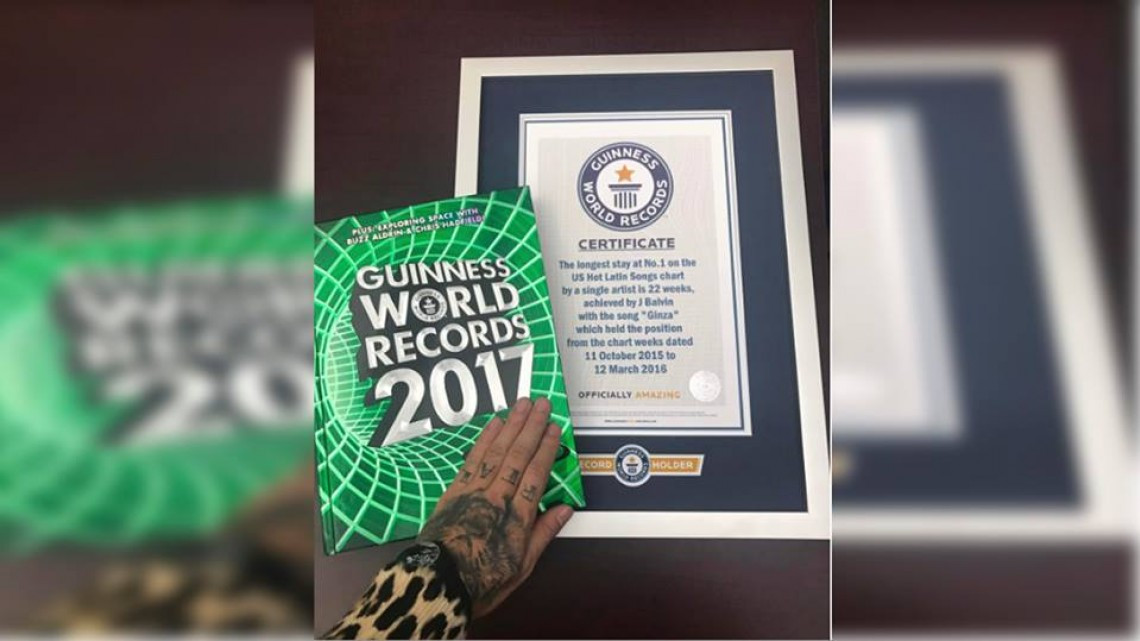 J Balvin recibe reconocimiento y entra en el Record Guiness