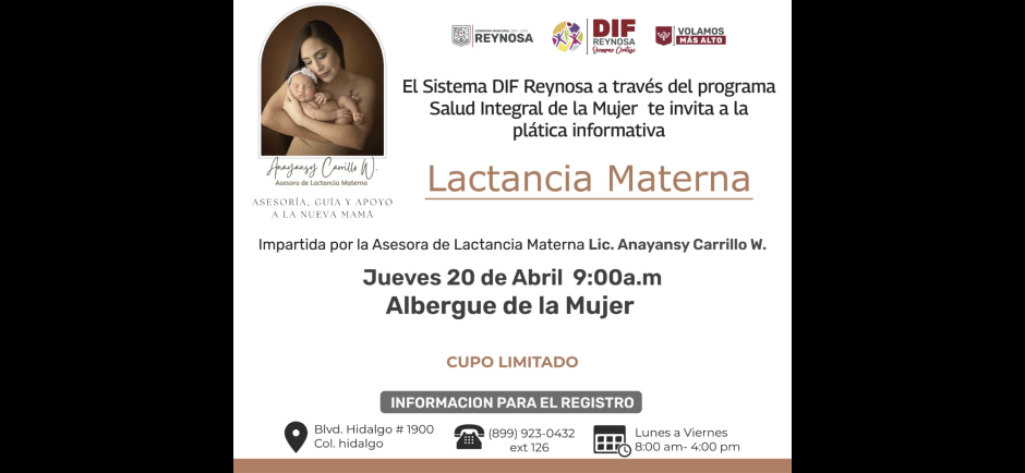 Invita DIF Reynosa a Plática Sobre la Lactancia Materna