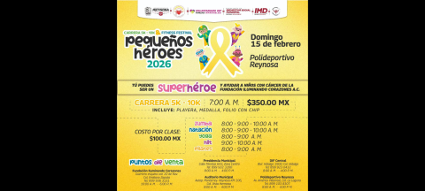 Reynosa prepara la Carrera y Festival Fitness “Pequeños Héroes 2026” en apoyo a niñas y niños con cáncer