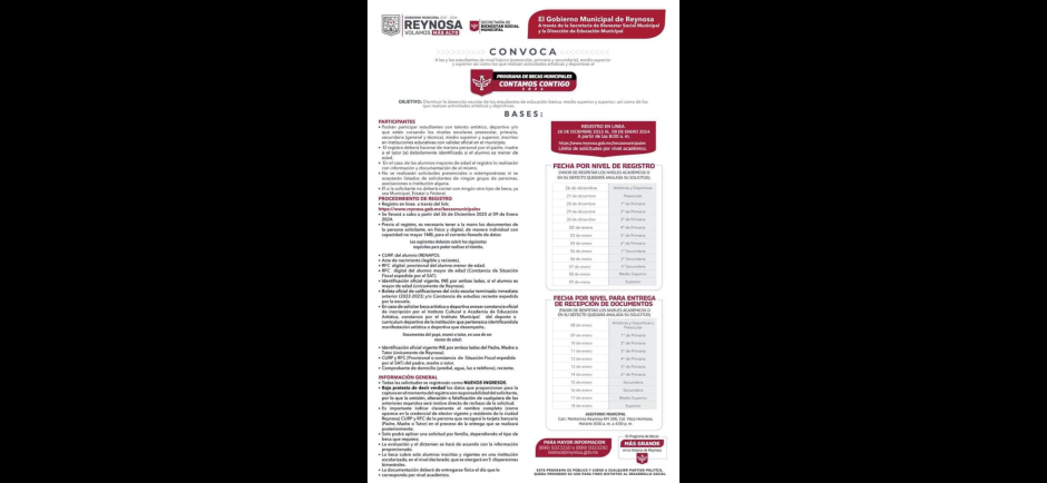 Anunció el Alcalde Carlos Peña Ortiz últimos registros al Programa de Becas Municipales