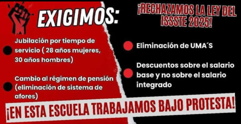 Maestros trabajarán bajo protesta por la reforma a la Ley del ISSSTE