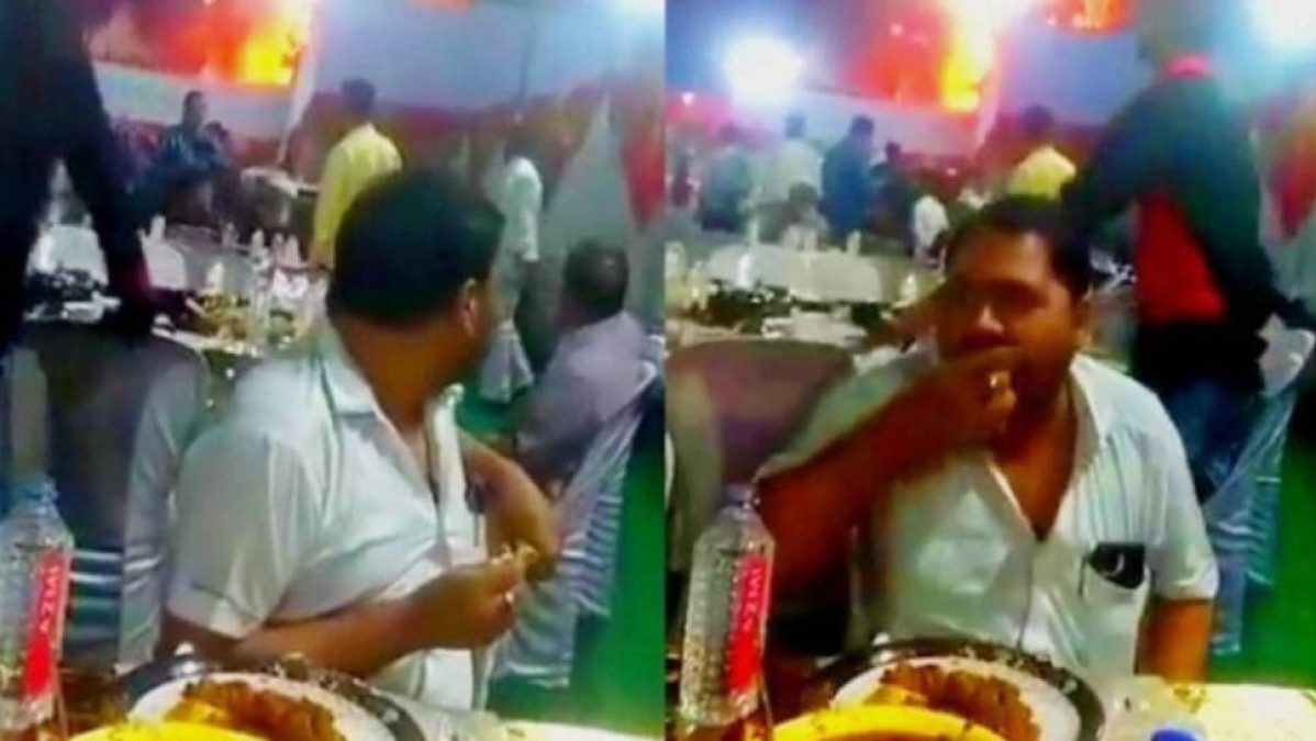 ¡Sin cuidado! Invitados no dejan de comer pese a incendio en la boda