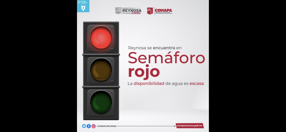 Continúa Reynosa en Semáforo Rojo por escasez de agua