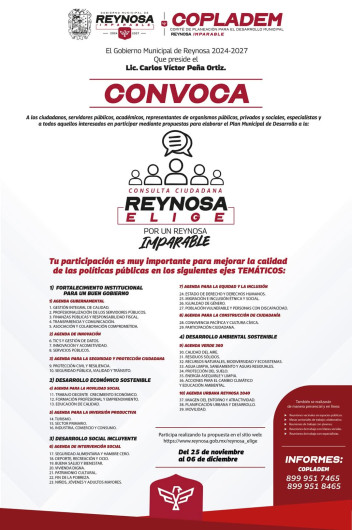 Abrió Gobierno Municipal Consulta Ciudadana 'Reynosa Elige'