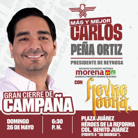 Vamos hacia el triunfo! Ven al Gran Evento de Cierre de Campaña de Carlos Peña Ortiz