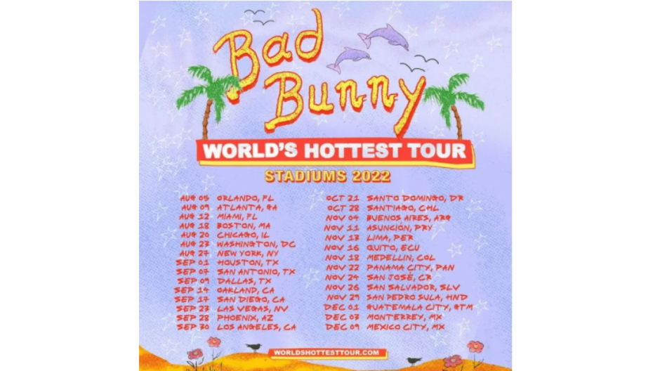Anuncia Bad Bunny fechas de su nueva gira "World's Hottest Tour"; Visitará CDMX y Monterrey 