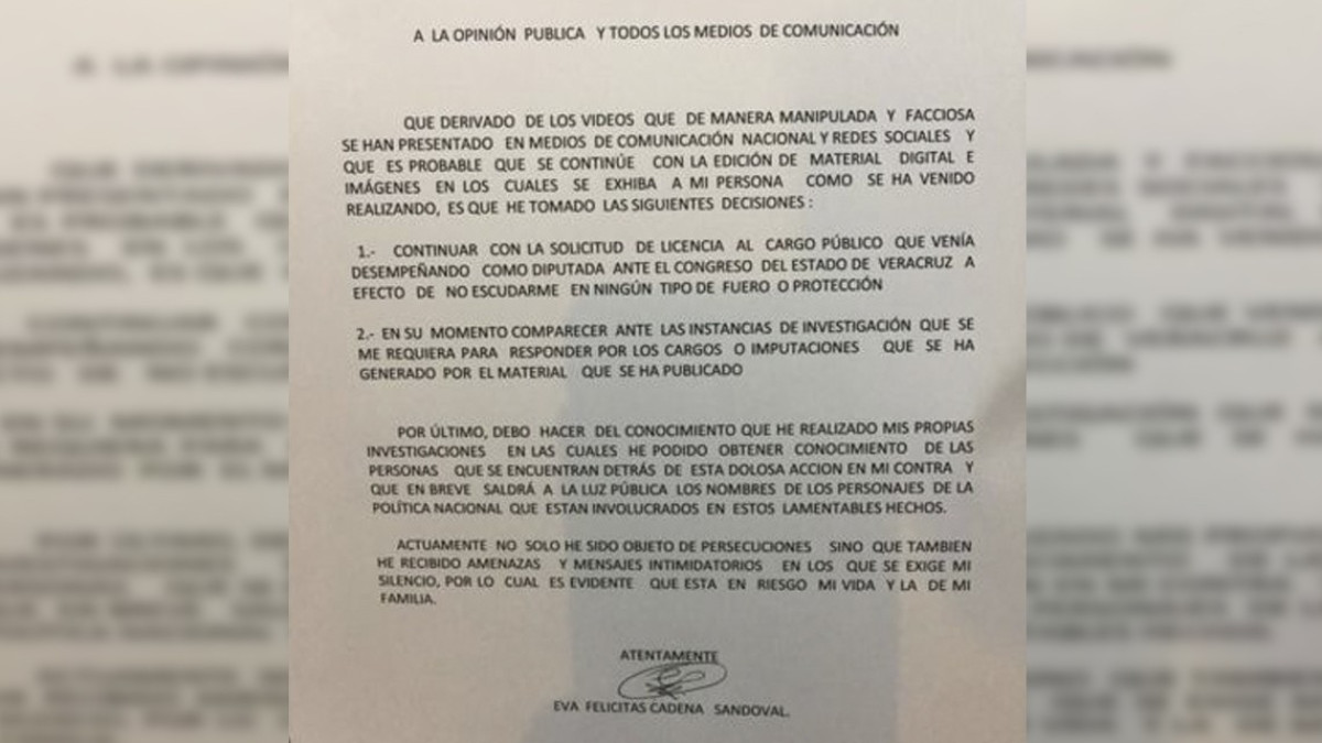 Continuará con proceso de licencia Eva Cadena para 'no escudarse' en algún fuero