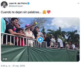 Del Potro protagoniza emotivo momento con niña aficionada
