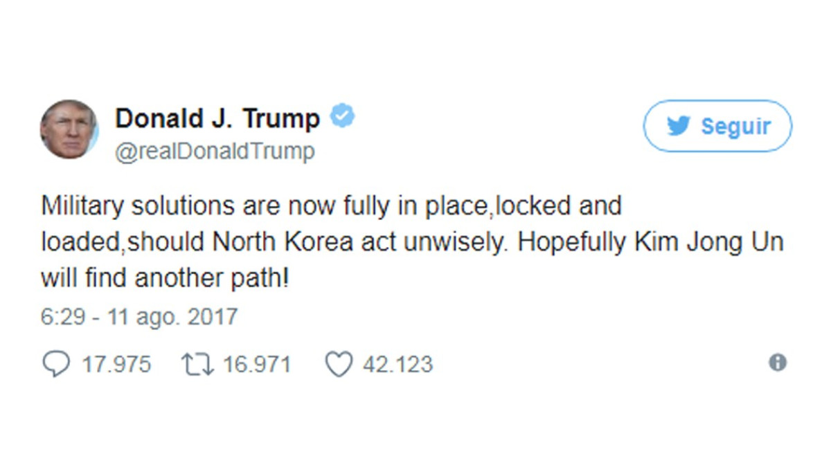 Trump da a conocer que armamento está listo ante amenaza Norcoreana