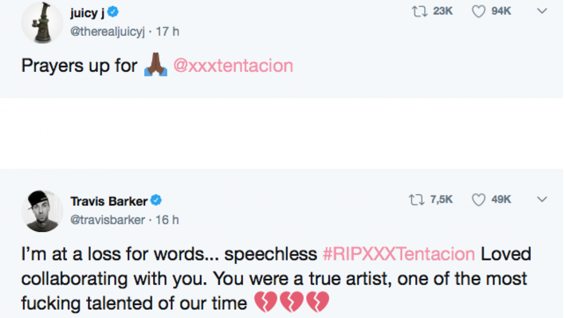 Celebridades publican tributo a XXXtentacion
