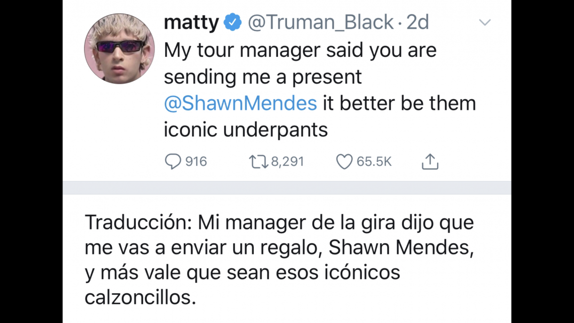 Shawn Mendes regala sus calzoncillos a Matty de The 1975