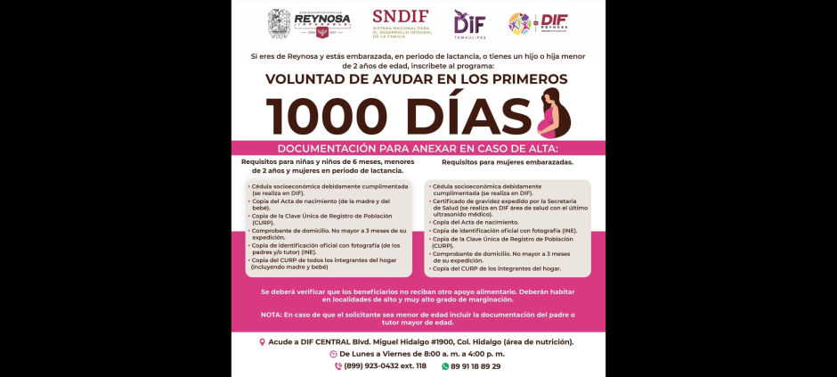 Cuenta DIF-Reynosa con espacios en el programa “Voluntad de Ayudar en los Primeros 1000 Días”
