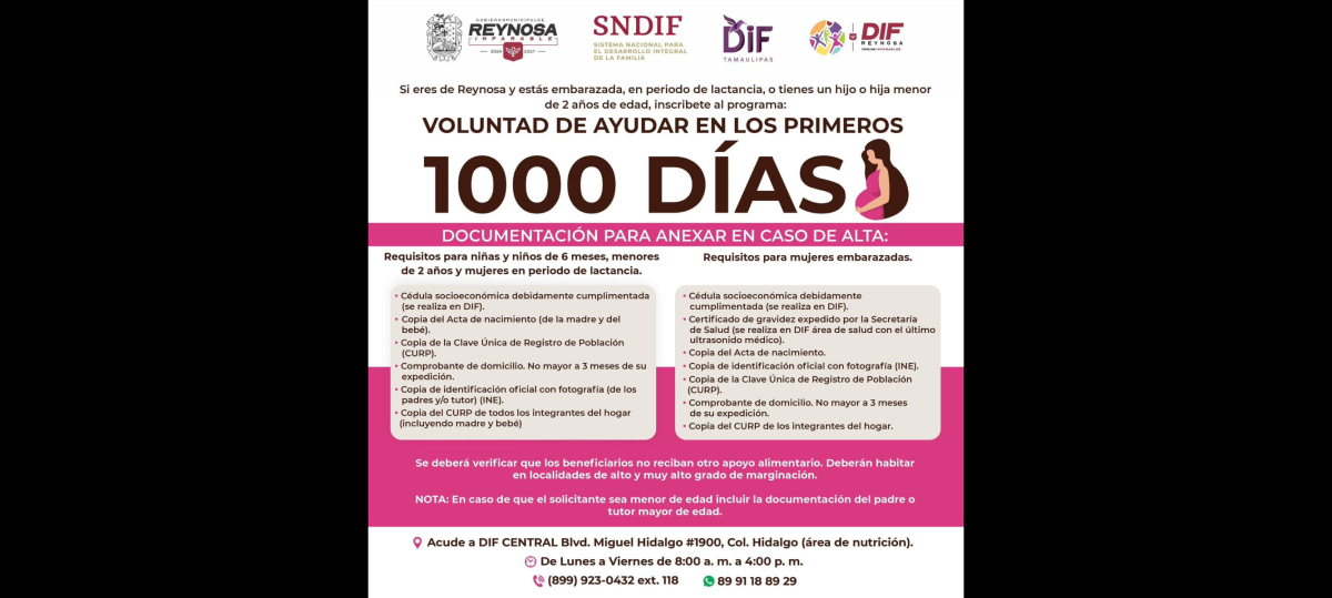 Cuenta DIF-Reynosa con espacios en el programa “Voluntad de Ayudar en los Primeros 1000 Días”