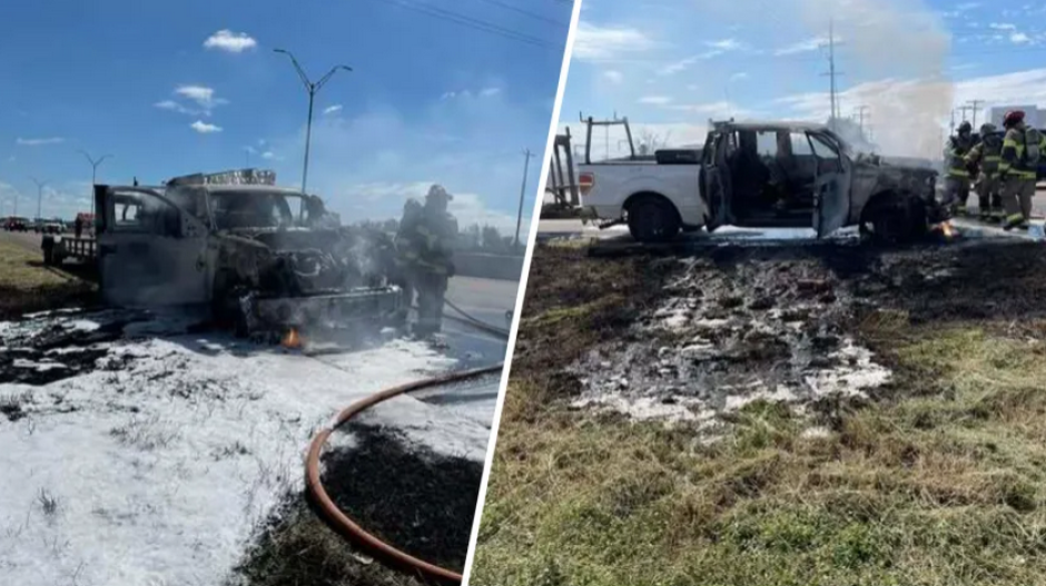 Camioneta se incendia en autopista de Mission; bomberos controlan el fuego
