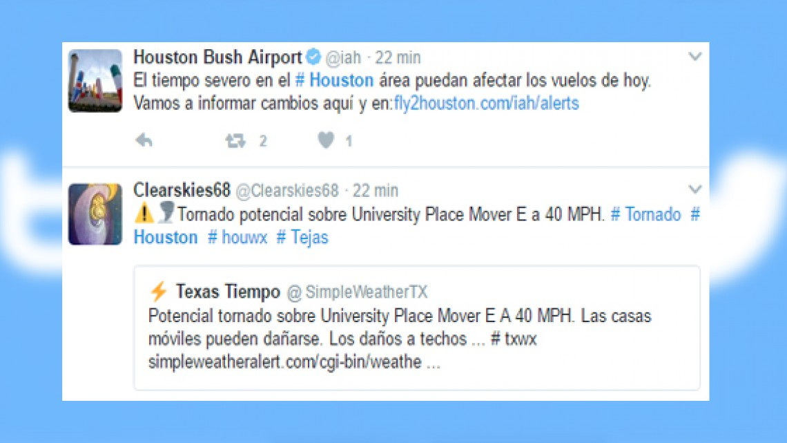 Emiten alerta de tornado para Houston
