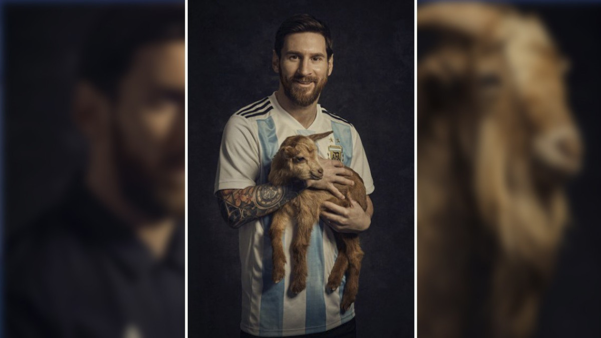 Lionel Messi posa con una cabra para portada de revista Paper