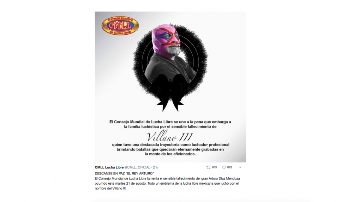 Fallece el luchador 'Villano III'