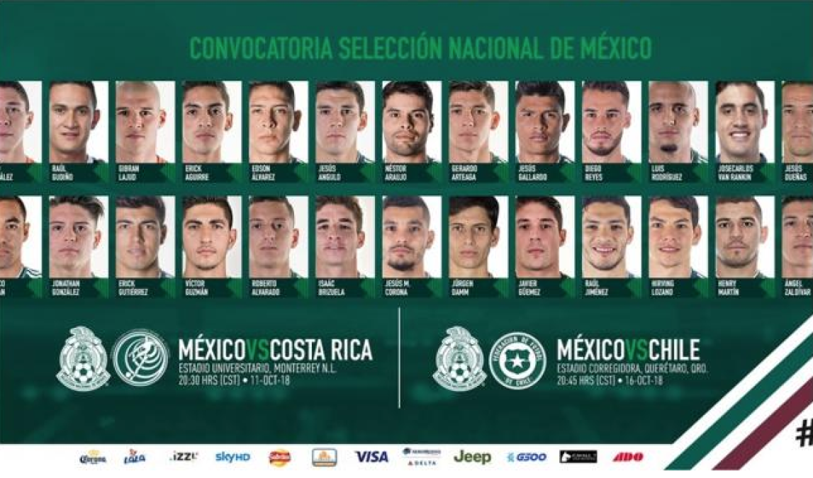 La convocatoria al Tri para enfrentar a Chile y Costa Rica