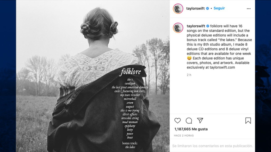 Taylor Swift anuncia por sorpresa su nuevo disco