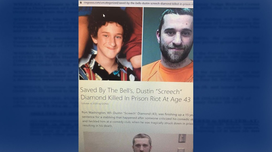 Desmienten supuesta muerte del actor Dustin Diamonds en prisión 