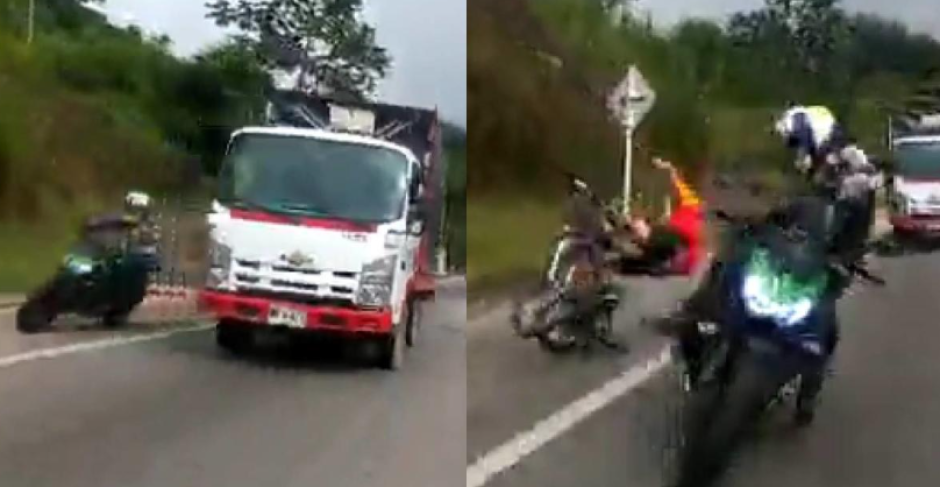 Motociclista atropella a un ciclista en la carretera
