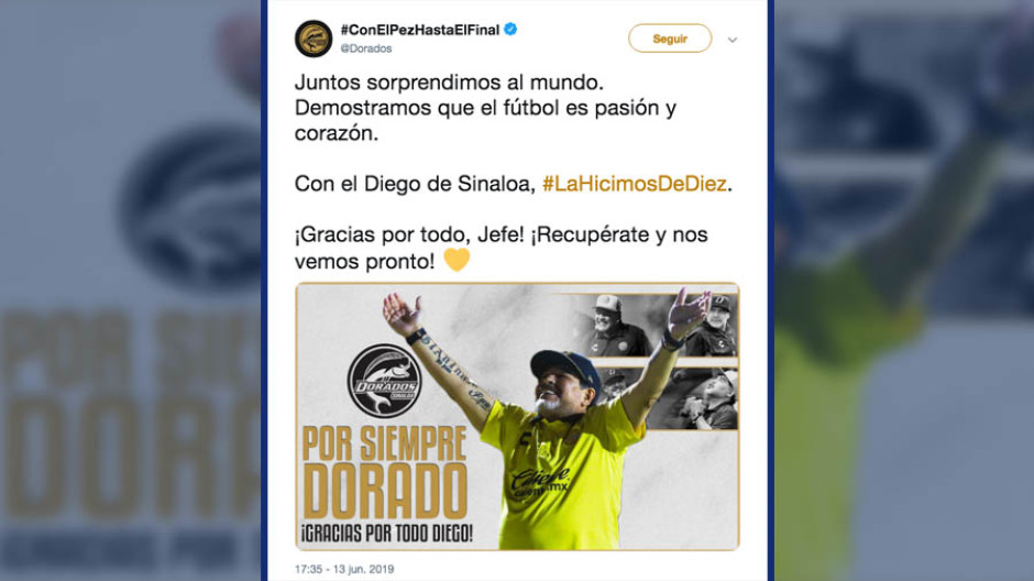 Maradona no seguirá al frente de Dorados
