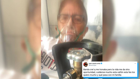 Reaparece Juan Osorio conectado a un tanque de oxígeno en su lucha contra el Covid-19