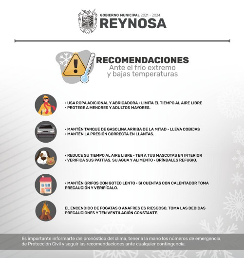 Llama Gobierno de Reynosa a protegerse de frente frio # 30