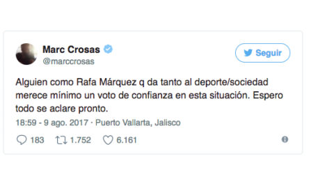 Liga mexicana se solidariza con Márquez