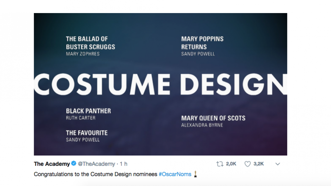 Todas las nominaciones a los Oscar 2019