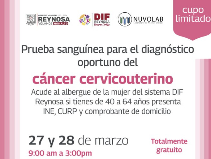 Siguiente semana realizarán pruebas gratuitas para detección oportuna de Cáncer Cervicouterino