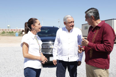 Encabezan reunión en Nvo. Laredo el presidente AMLO, la presidenta electa Claudia Sheinbaum y el gobernador Américo Villarreal