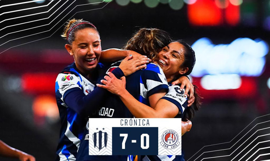 Rayadas goleó 7-0 a San Luis Femenil y volvió a ser líder