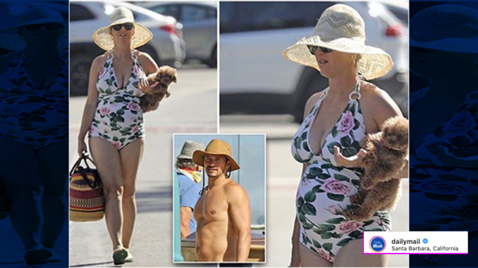 Katy Perry presume su embarazó en traje de baño 